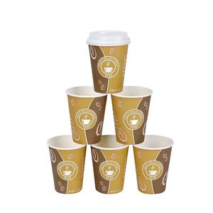 แก้วกระดาษใส่ชา กาแฟ ขนาดกลาง 7 ออนซ์ 8 ออนซ์ แบบใช้แล้วทิ้ง พร้อมฝาปิด บุ PE  พิมพ์โลโก้ตามสั่ง แก้วสำหรับงานปาร์ตี้  แก้วกระดาษเคลือบ PE - Product Image 5
