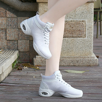 Chaussures de danse salsa latine légères pour femmes, baskets en tissu tricoté respirant avec semelle extérieure en caoutchouc antidérapante, idéales pour l'entraînement