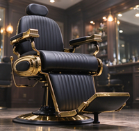 Meilleures ventes - Chaise de barbier hydraulique inclinable à dossier capitonné de style rétro classique pour salon de coiffure professionnel