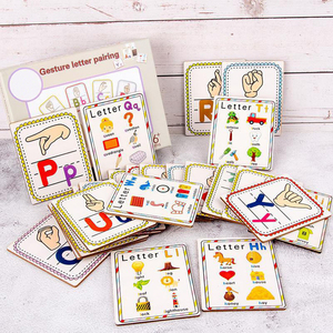 Hoye Ambachten Alfabet Herkenning Mijn Eerste Gebarentaal Kaart Houten Letter Leren Speelgoed - Product Image 5