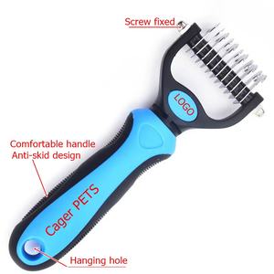 Pettine Dematting Double-face in acciaio inox per districare <span class=keywords><strong>Deshedding</strong></span> spazzolatura rastrello sottopelo per cani e gatti - Product Image 3