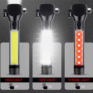 Đèn pin chiến thuật tích hợp còi báo động, chống nước, năng lượng mặt trời, độ sáng cao, tích điện được, tích hợp búa an toàn ô tô - Product Image 5