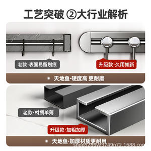 Support mural de cuisine en acier inoxydable avec 8 crochets pour le rangement de la vaisselle, design rectangulaire durable - Product Image 2