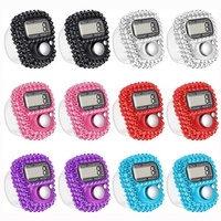 Compteur de Tasbih numérique de luxe en strass pour la prière musulmane, en forme d'anneau, en gros