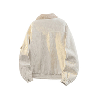 Blouson Bomber en Daim Beige Hiver OEM avec Col en Peau de Mouton, Multi-Poches Fonctionnelles, Fermeture Éclair Épaisse, Style Universitaire