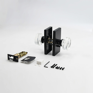 Glass <strong>Door</strong> <strong>White</strong> <strong>Knob</strong> Interior with Lock, Crystal Modern Matte Black Privacy <strong>Door</strong> <strong>Knob</strong> for Bedroom Bathroom - Product Image 2