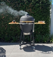 MCD Gril de barbecue commercial sans fumée de 20 pouces charnière de gril de barbecue de table intégrée Gril extérieur Kamado avec remorque alimentaire