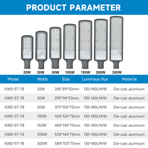COVEDA <span class=keywords><strong>Lampione</strong></span> Stradale LED Professionale IP66 Impermeabile per Esterni 20W 30W 50W 100W 150W 200W 300W per Strade Principali e Autostrade - Product Image 3