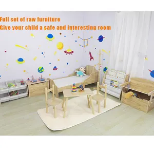 WEIFU Set Kursi Kayu untuk Anak, Set Furniture Kayu Meja Makan Anak