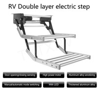 HEYRV Caravan Accessories RV Step avec lumière LED en alliage d'aluminium épaissi pliant électrique double couche