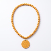 Collier pendentif en pierre d'ambre naturelle, perles rondes sculptées, amulette, bijou énergétique en pierre précieuse pour femmes et hommes, directement de l'usine