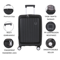 Valise de voyage d'affaires tendance en PP rigide avec serrure TSA, port USB, roues silencieuses et anti-rayures