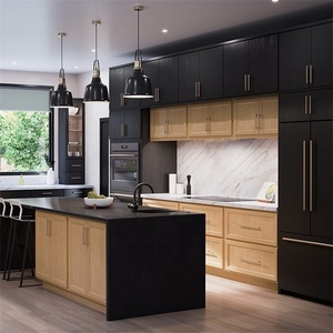 Cavio milimalism ตู้ครัวแบบปรับแต่งได้ครบชุดตู้ครัวโมเดลไม้แบนสีดำ - Product Image 6