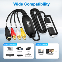 Tarjeta de Captura de Video VHS/DVD, Cable Capturador de Video AV S-Video USB2.0 1080p con Adaptador Tipo-C