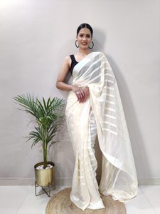 Sari de satén suave para mujer, nuevo y elegante, más a la moda, para fiesta y uso festivo, disponible a precio mayorista para exportación - Product Image 4