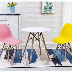 تصميم حديث قابل للتخصيص على الطراز الشمالي دائري ، أعلى MDF + أرجل خشبية صلبة-المنزل/المقهى/المطعم مع كراسي - Product Image 3