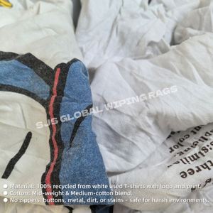 Trapos de Limpieza Industriales de 10 kg, Trapos de Algodón Blancos para Limpieza, Trapos de Tela para Limpieza, Trapos de Camiseta Blancos Estampados - Product Image 4