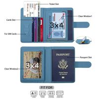 Cartera personalizada para pasaporte RFID Bloqueo de ranuras para tarjetas de pasaporte Titular de cuero PU Cierre magnético Estuche para tarjetas de identificación