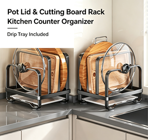 Support de rangement en métal pour couvercles de casseroles, planche à découper et organisateur de cuisine sur comptoir - Product Image 2