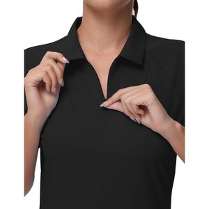 Women's Slim Fit <b>Polo</b> Shirt <b>Zip</b> <b>Up</b> Lightweight Quick Dry Collared Golf Workout Top - Product Image 4