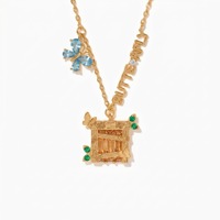 Collier Papillon Lapin en Acier Inoxydable Plaqué Or, Résistant à l'Eau et au Ternissement, Tendance TikTok, par Fanhua Jewelry