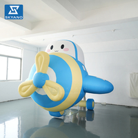 Modèle gonflable d'avion bleu de dessin animé personnalisé pour événements extérieurs, centres commerciaux et publicité de marque