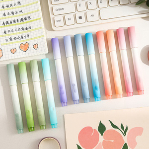 Gradient porte-stylo <span class=keywords><strong>feutre</strong></span> pointe oblique surligneur stylo marqueur de protection des yeux croisé journal fluorescence stylo ensemble - Product Image 6