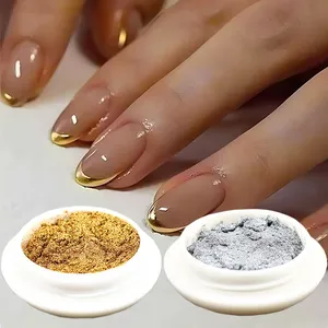 1/2pcs Silver Gold Metal Chrome Nail Powder <b>Mirror</b> Effect Metallic Nail Glitter Pigment Approx 0.3g Nail Art Rubbing Chrome Dust - Product Image 2