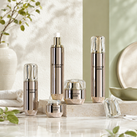 Lot de Bouteilles et Pots Cosmétiques Vides Haut de Gamme en Verre Doré Miroir pour Soins de la Peau – 30g, 50g, 40ml, 100ml, 120ml – en Plastique – Vente en Gros