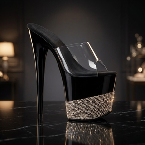Nouvelle tendance mode femme : Sandales à bout ouvert, talons très hauts (8-20 cm), doublure PU, semelle extérieure en caoutchouc imperméable, plateforme, été - Product Image 3