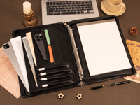 Porte-documents personnalisé avec fermeture éclair, classeur à anneaux A4, format lettre, 3 anneaux, en cuir PU, pour usage professionnel, impression de logo disponible