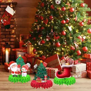Weihnachts feier Dekoration liefert Wabe Frohe Weihnachten Papier Wabe Tisch dekoration Fabrik Großhandel
