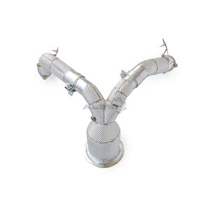 Collecteur d'échappement droit à haut débit sans catalyseur avec bouclier thermique pour Audi Q7 Q8 4M 3.0T EA839 2019-2024 - Product Image 3