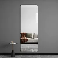 Miroir sur pied moderne pleine longueur en verre HD avec cadre métallique, mobile et mural pour chambre à coucher, taille standard, directement de l'usine