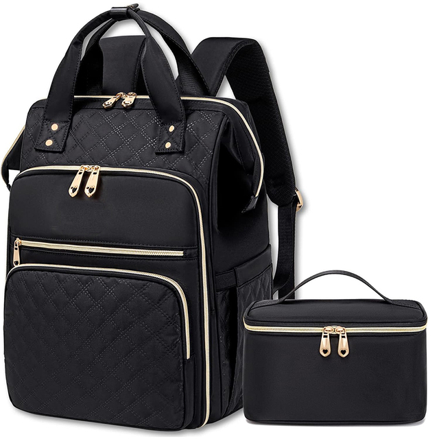 2-in-1 Laptop Lunch Backpack for Women 15.6 Inch Insulated Convertible Travel Bag with Lunch Box - Custom Logo