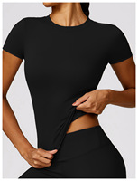 T-shirt slim à manches courtes pour femme, ensemble de vêtements de sport respirants de haute qualité, ensemble sexy en deux pièces, leggings de yoga ajustés pour femme