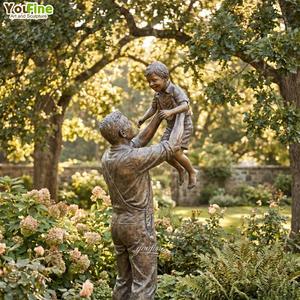 Statua Personalizzata in Bronzo YouFine di Padre <span class=keywords><strong>e</strong></span> Figlio a Grandezza Naturale, Scultura Commemorativa per Giardino Esterno - Product Image 1