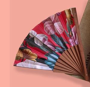 Ventilador de mano plegable de madera tallada de 23 cm, con decoración floral, color personalizado, regalo artesanal, promoción, superventas - Product Image 4