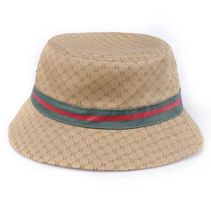 Benutzer definierte Luxus Designer reversible Bucket Cap Hut benutzer definierte Logo Allover gedruckt Unisex wasserdichte Bucket Hats