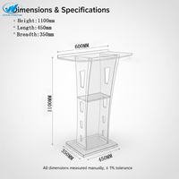 Nouvel arrivage : Pupitre en acrylique transparent portable, personnalisable avec logo, pour conférences, réceptions, mariages et églises