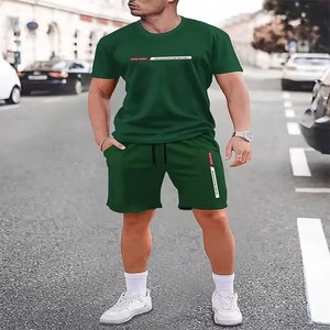Ensemble short et haut décontracté en coton à col rond pour homme grande taille <span class=keywords><strong>Chen</strong></span> Jing, respirant, tricoté 180g, imprimé par transfert thermique, personnalisable - Product Image 6