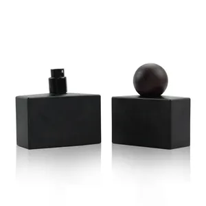 Bouteilles de parfum vides en verre, vides, personnalisées, 50ml, noir mat, carré, atomiseur