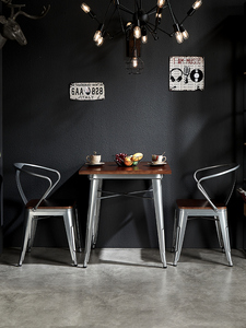 Juego de Mesa y Sillas de Comedor Estilo Industrial. Restaurante Moderno y Sencillo. Cafetería. <span class=keywords><strong>Taberna</strong></span> Musical. Bar. Mesa y Silla. - Product Image 3