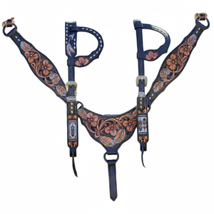 Plume usiné perlé cheval Tack ensemble complet tête poitrine plaque en cuir véritable léger saisonnier cheval débarrasser équipements - Product Image 1