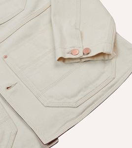 Giacca da saldatore in Denim <span class=keywords><strong>Ecru</strong></span> personalizzata in Denim 12.7oz con tasche rinforzate e pannelli con cuciture tonali a triplo ago - Product Image 5