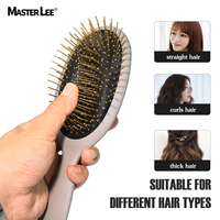 Brosse à cheveux ovale en ABS avec logo personnalisé, massage du cuir chevelu, finition mate douce, brosse à cheveux en métal plaqué or, trois couleurs