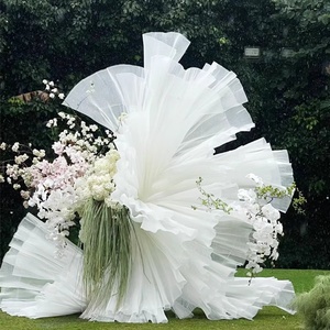 Dekorasi adegan pernikahan latar belakang aula perjamuan desain baru Organza berlipat kaku Aksesori kain Tulle keras - Product Image 1