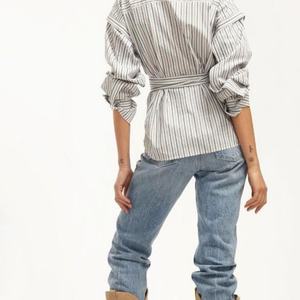 Chemisier Femme Personnalisé à Manches Longues, Imprimé Rayé, Coupe Ajustée, Idéal pour l'Été – Nouvelle Collection Très Demandée - Product Image 2