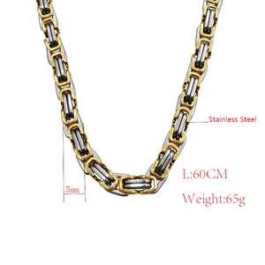 Nouveau design de collier pour homme, chaîne byzantine longue en acier inoxydable plaqué or 18 carats - Product Image 2