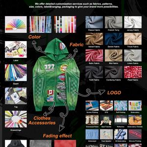 Fabricants de sweats à capuche courts en coton, patchwork bicolore, vintage, délavé, effet soleil, délavé à l'acide, sweats à capuche pour hommes - Product Image 6